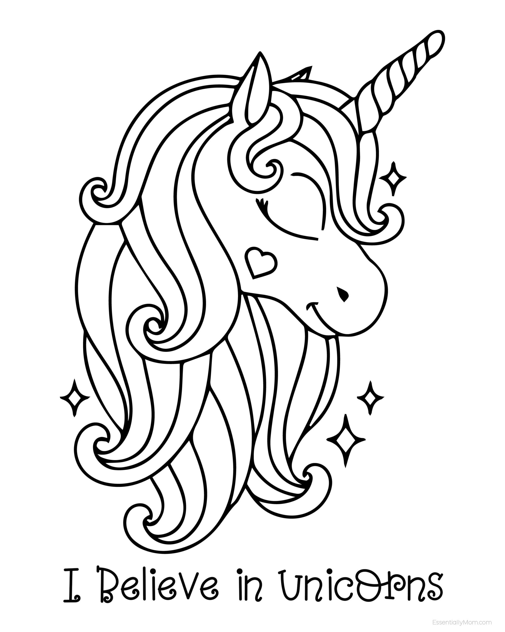 34 Magical Unicorn Coloring Pages for Kids and Adult # 1