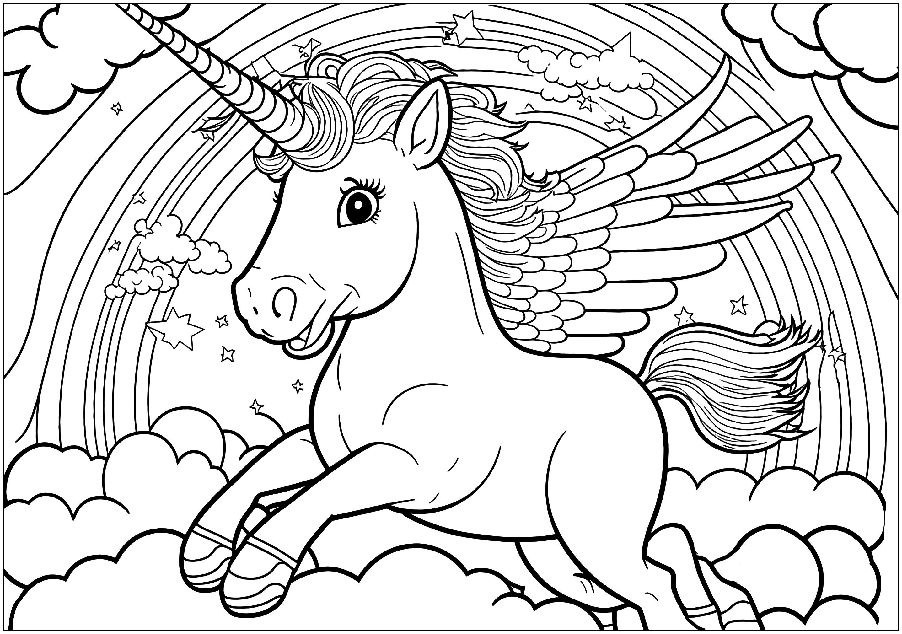 34 Magical Unicorn Coloring Pages for Kids and Adult # 23