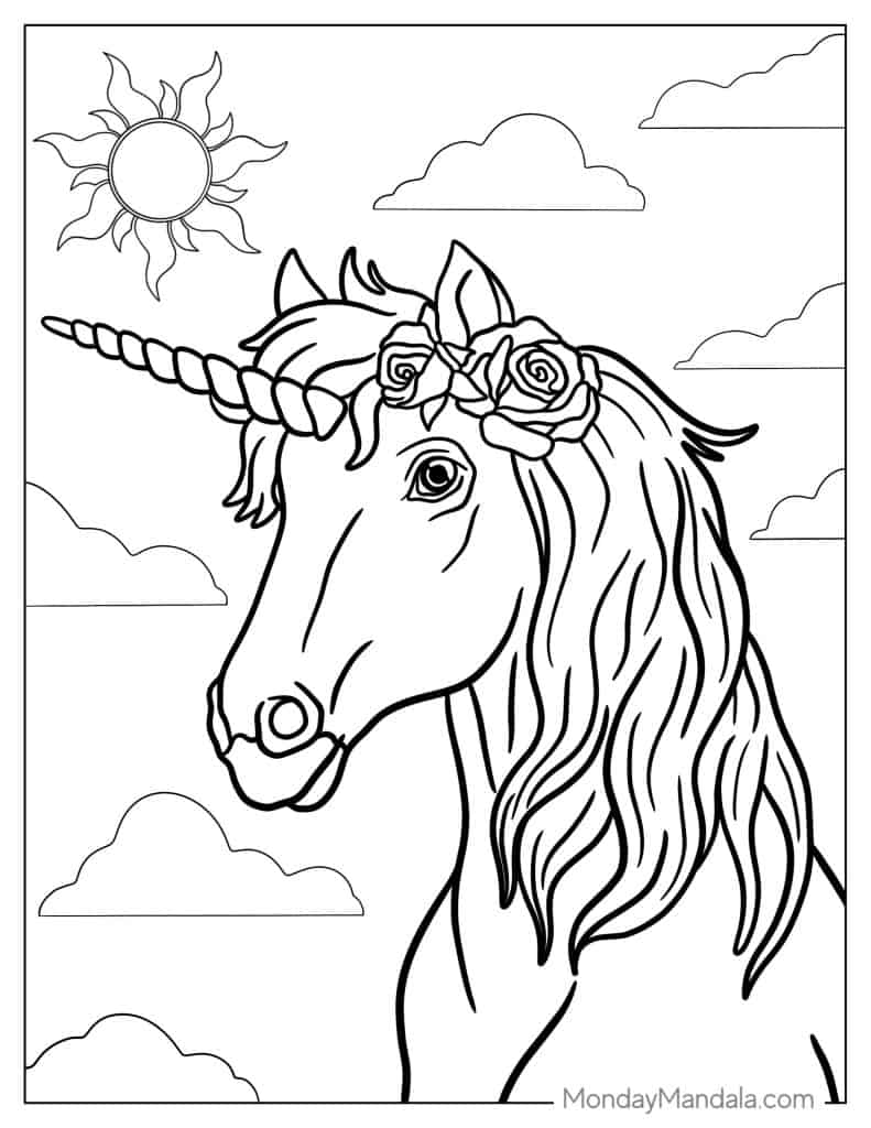 34 Magical Unicorn Coloring Pages for Kids and Adult # 241