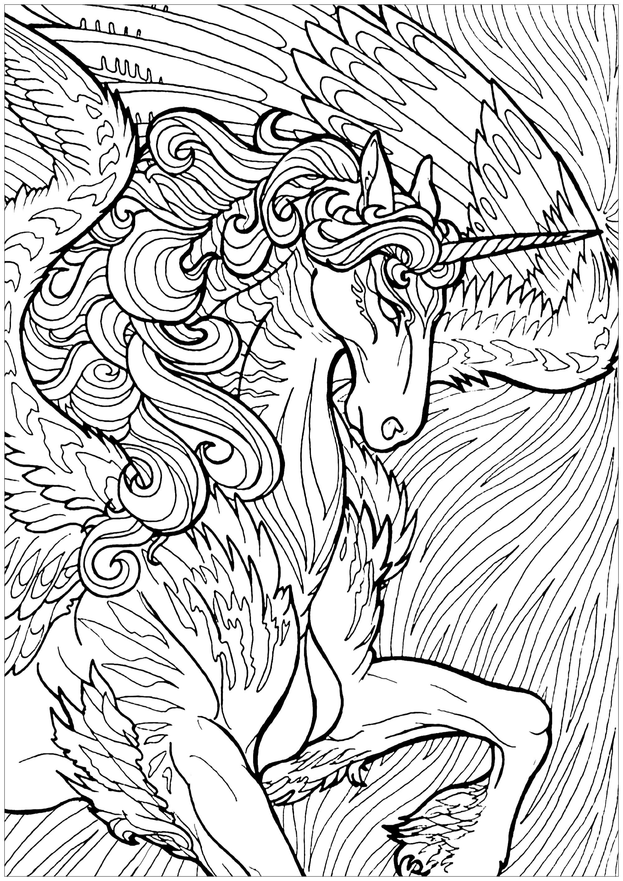 34 Magical Unicorn Coloring Pages for Kids and Adult # 27