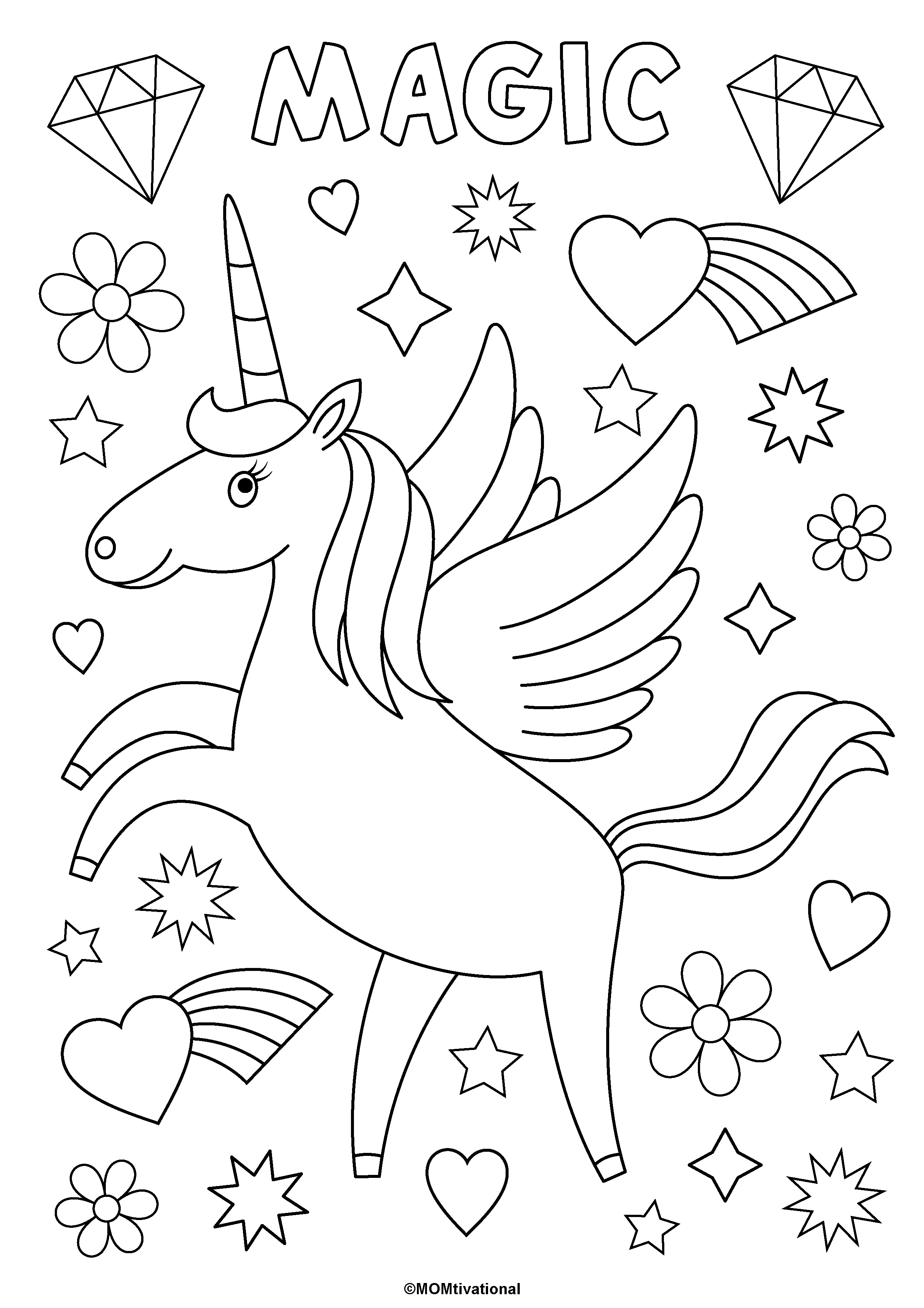 34 Magical Unicorn Coloring Pages for Kids and Adult # 9