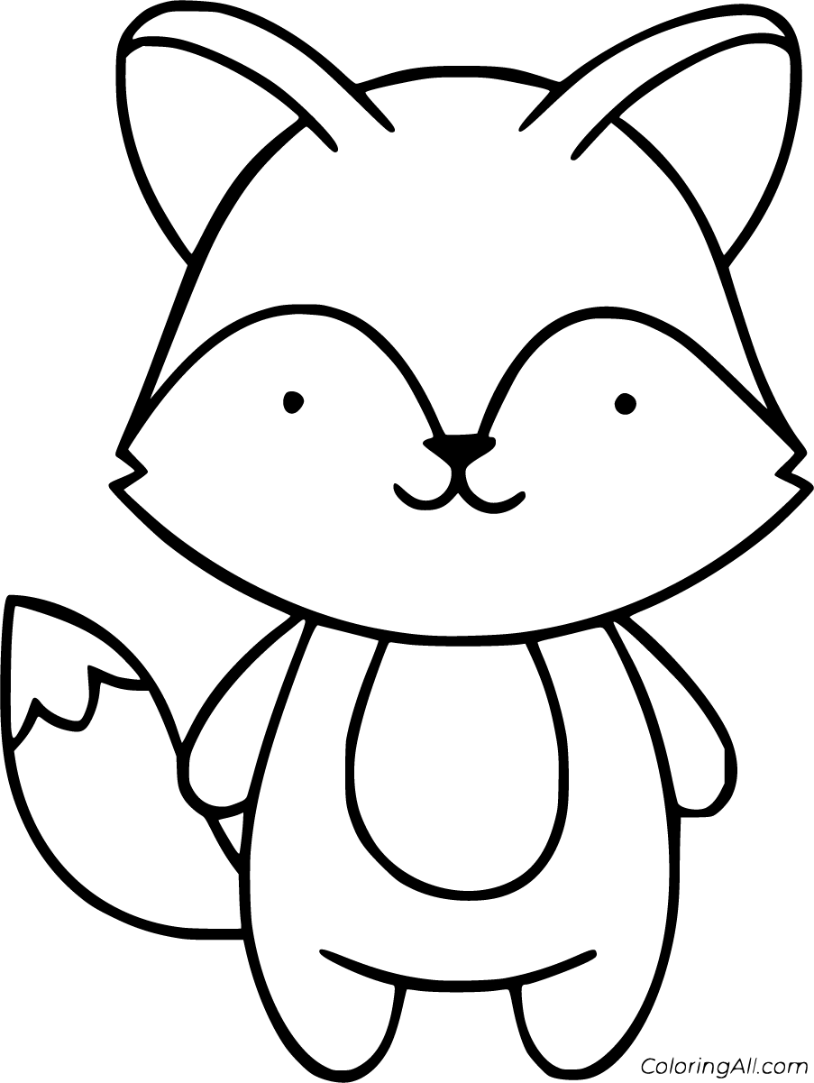 Cute Fox Coloring Pages for Kids Printable 107