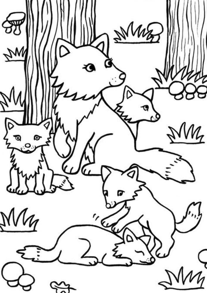 Cute Fox Coloring Pages for Kids Printable 110