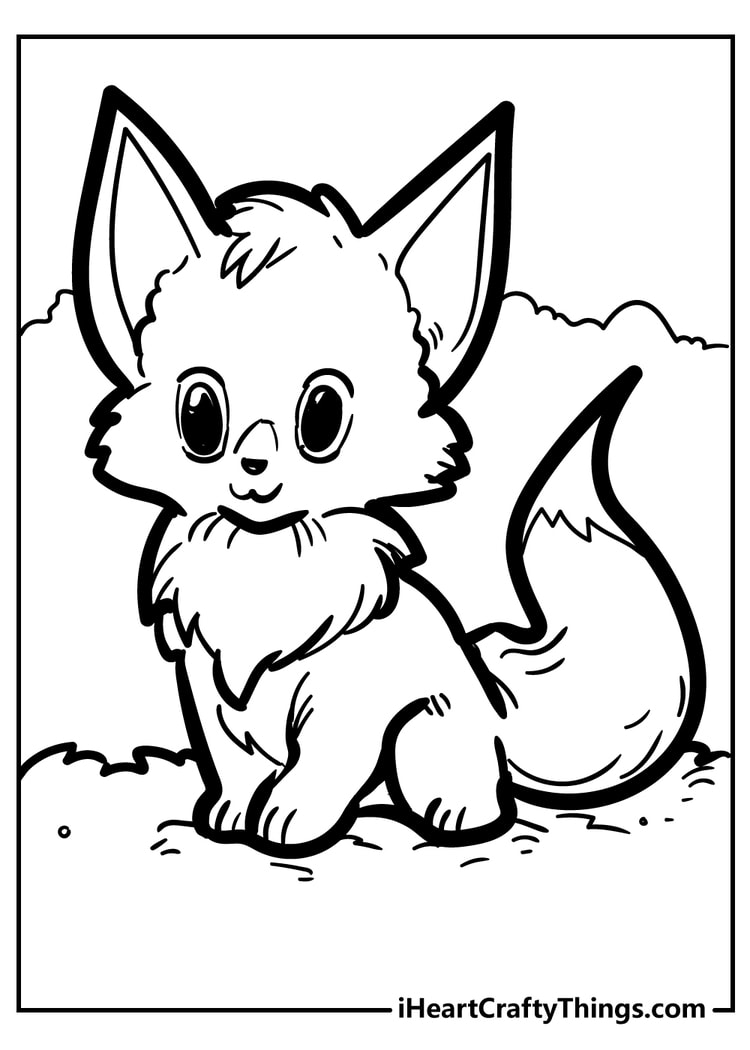 Cute Fox Coloring Pages for Kids Printable 112