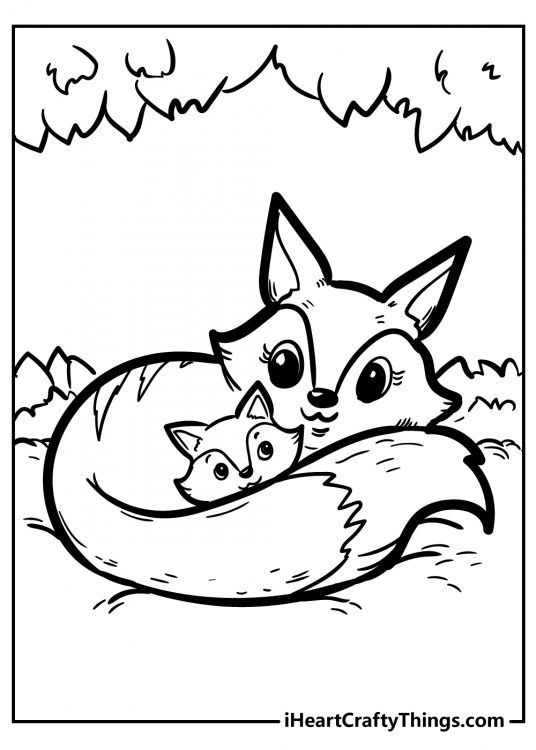 Cute Fox Coloring Pages for Kids Printable 115