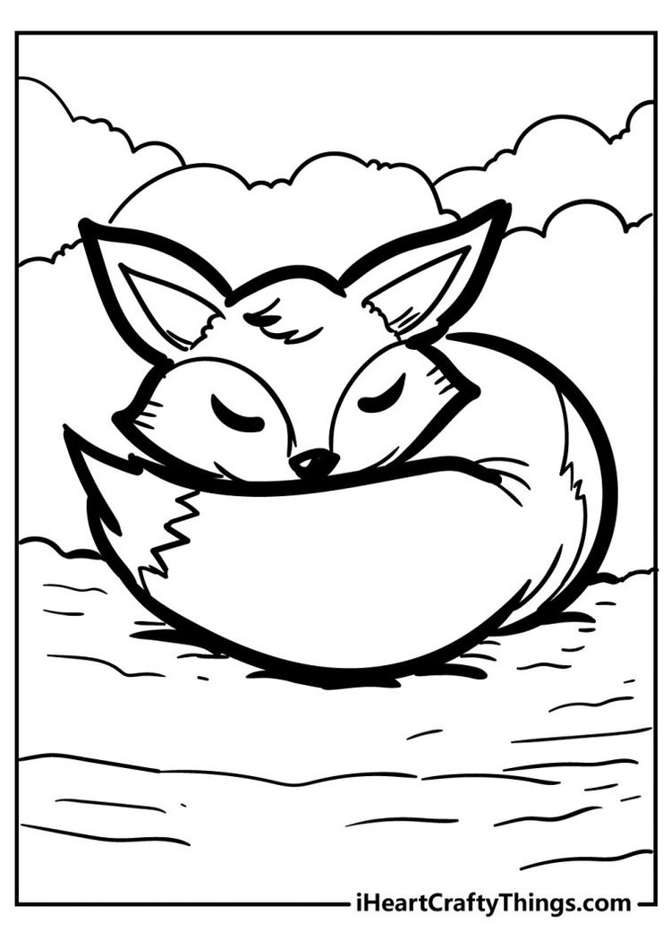 Cute Fox Coloring Pages for Kids Printable 116