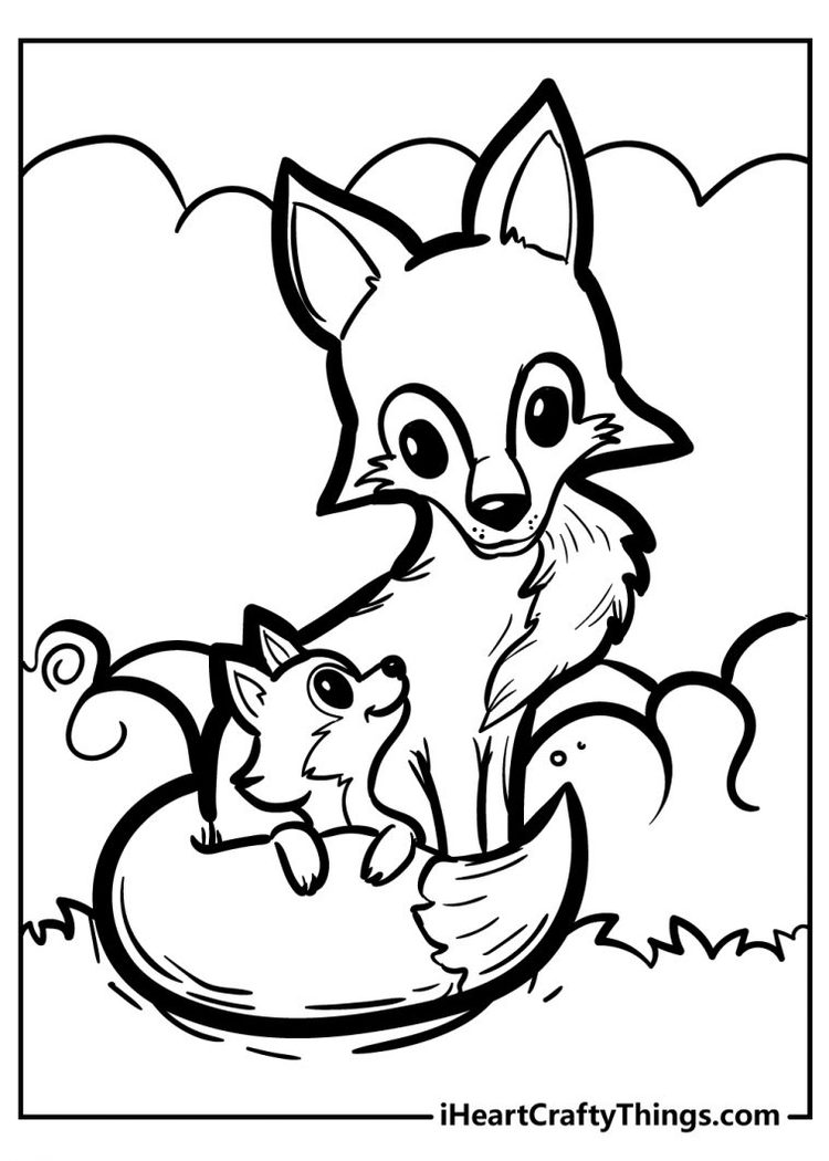 Cute Fox Coloring Pages for Kids Printable 117