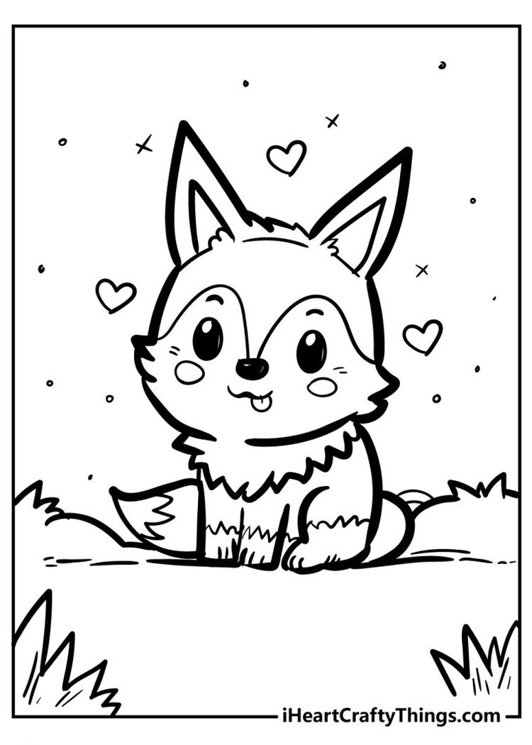 Cute Fox Coloring Pages for Kids Printable 19