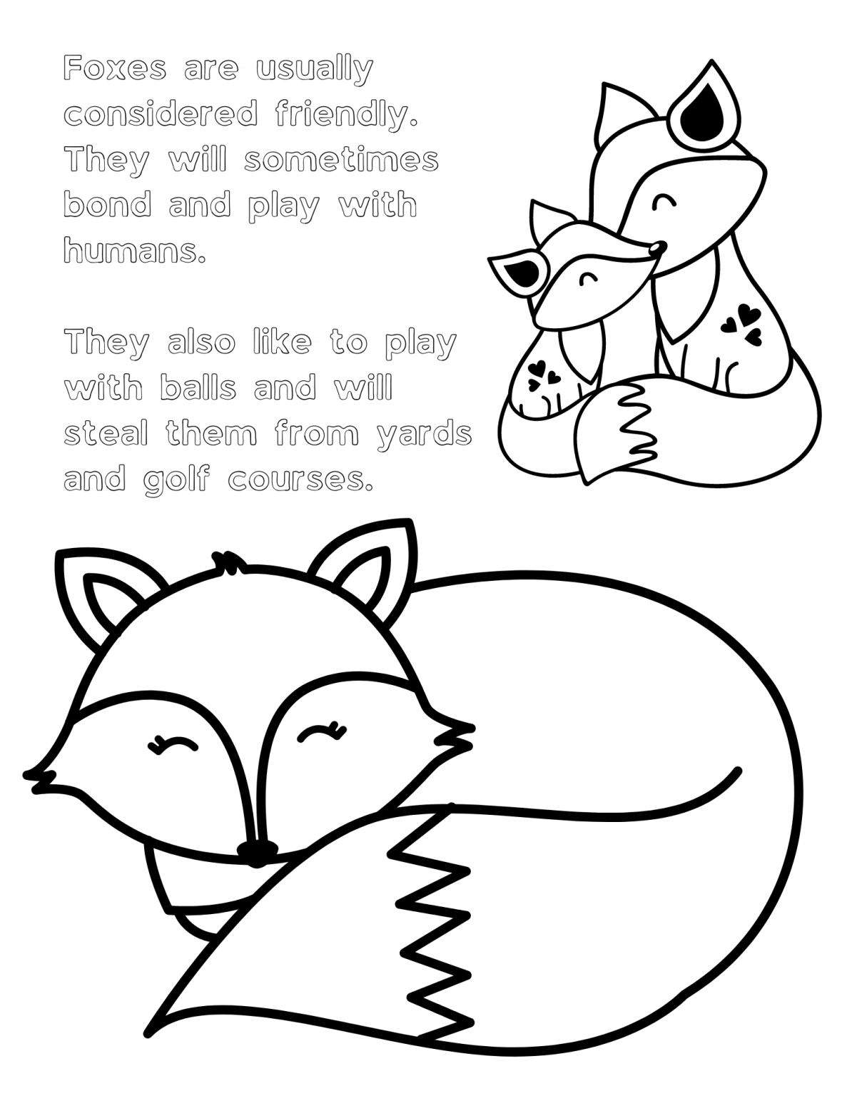 Cute Fox Coloring Pages for Kids Printable 32