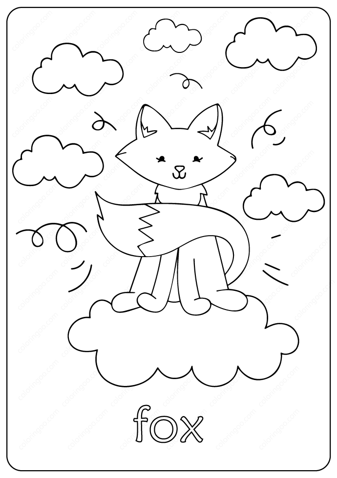 Cute Fox Coloring Pages for Kids Printable 4