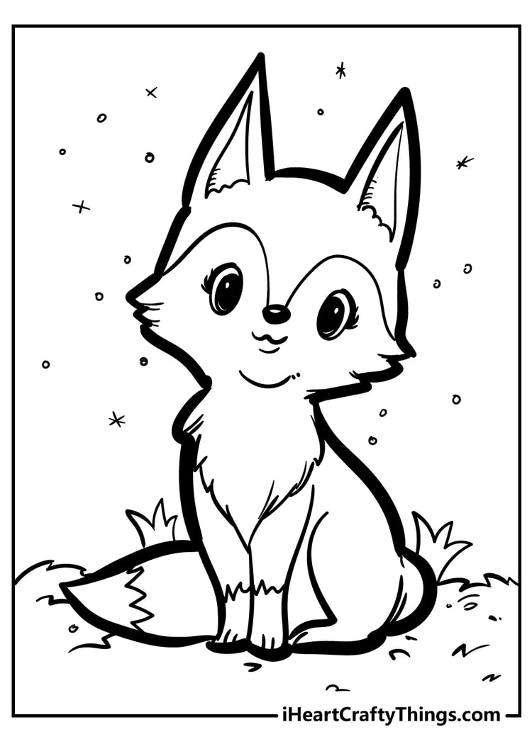 Cute Fox Coloring Pages for Kids Printable 49