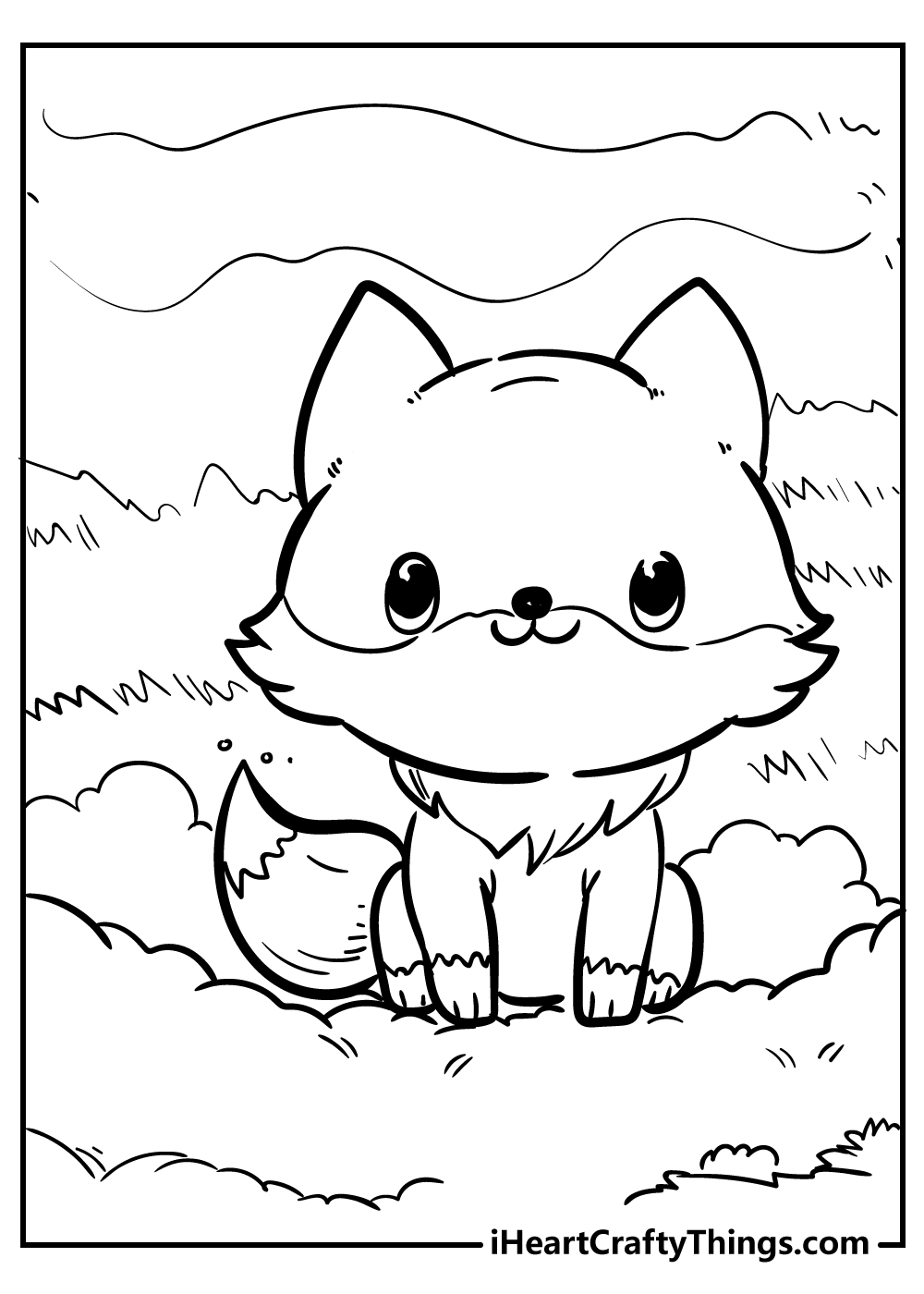 Cute Fox Coloring Pages for Kids Printable 6