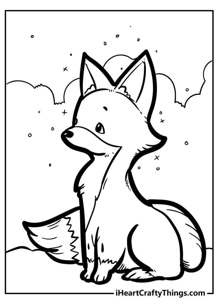 Cute Fox Coloring Pages for Kids Printable 62