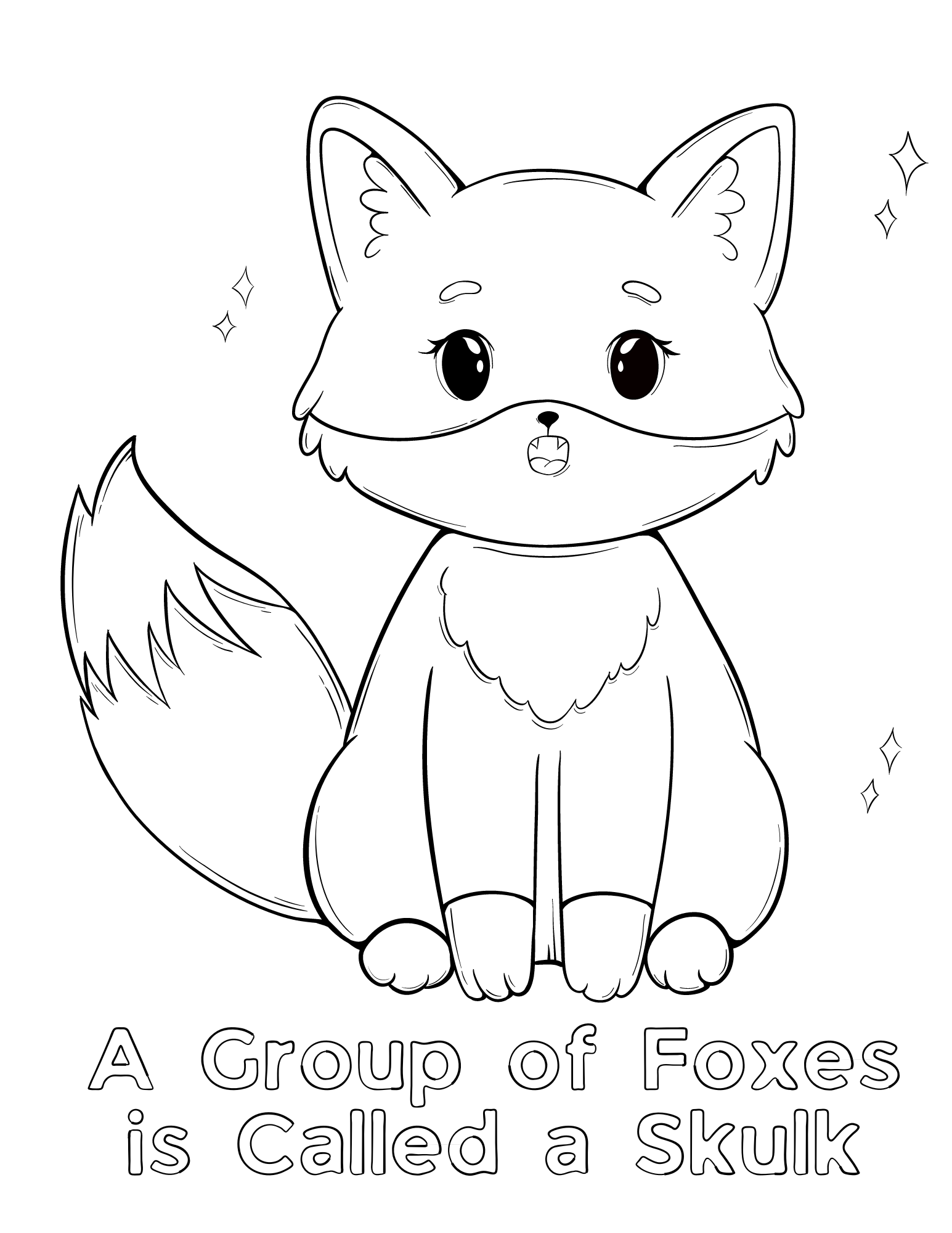 Cute Fox Coloring Pages for Kids Printable 74