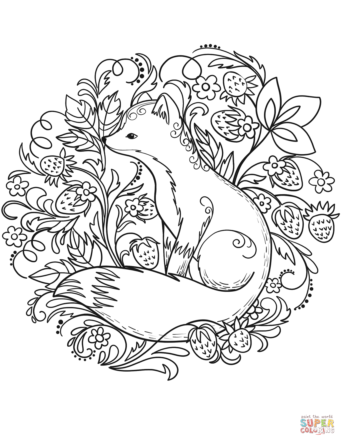 Cute Fox Coloring Pages for Kids Printable 79