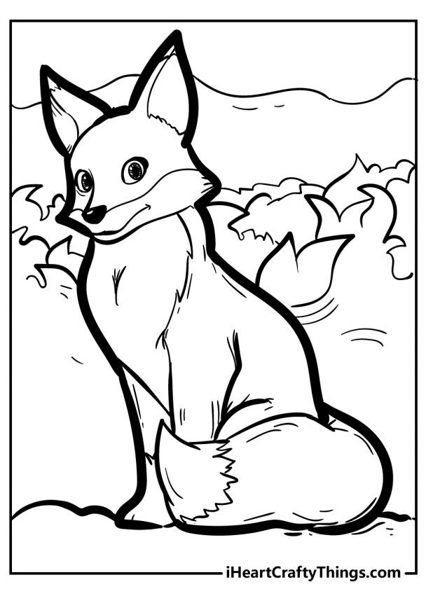 Cute Fox Coloring Pages for Kids Printable 81