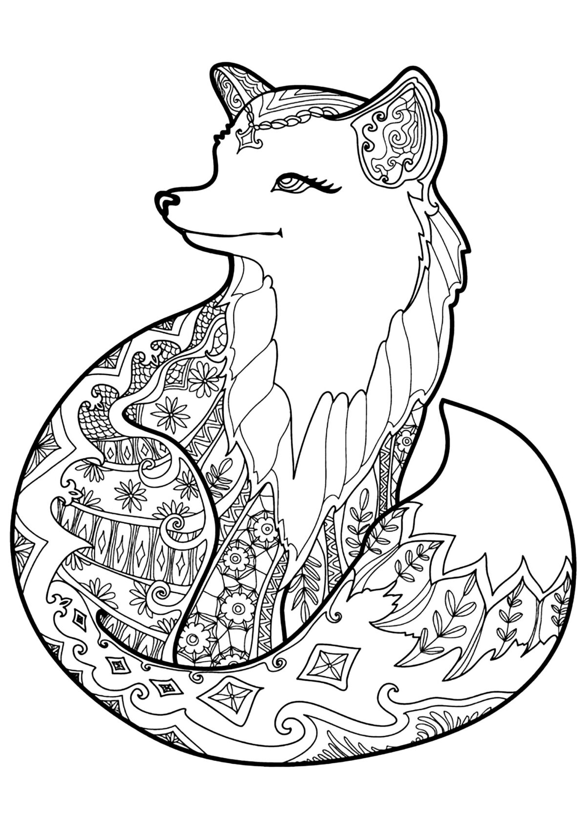 Cute Fox Coloring Pages for Kids Printable 88