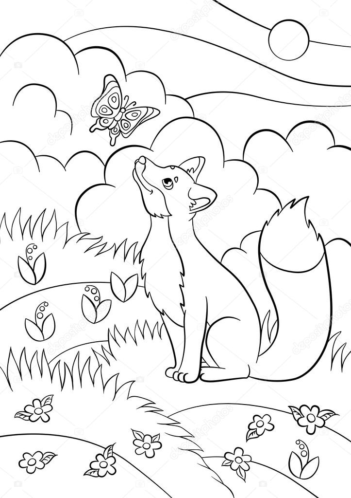 Cute Fox Coloring Pages for Kids Printable 98