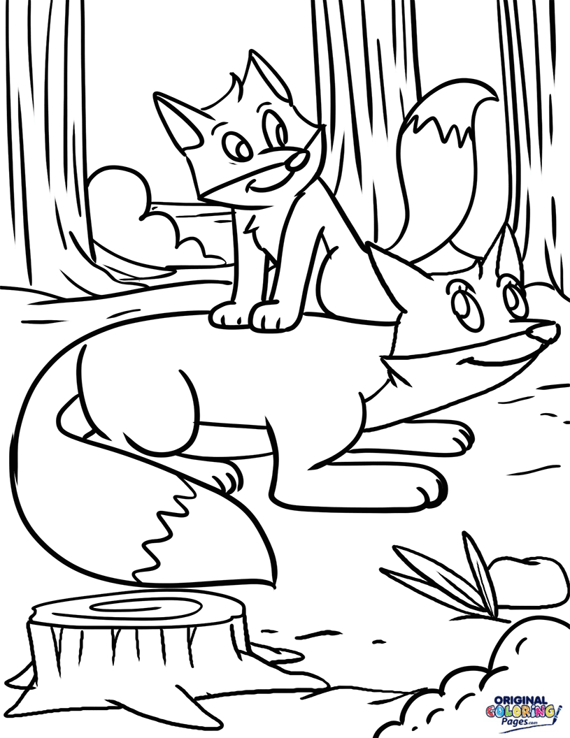 Cute Fox Coloring Pages for Kids Printable 99