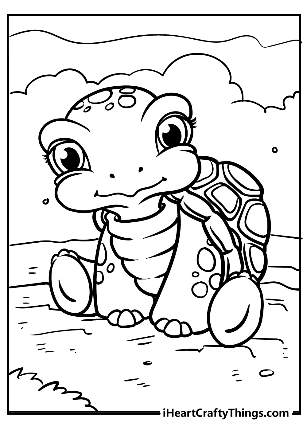 Cute Turtle Coloring Pages for Kids Printable 111