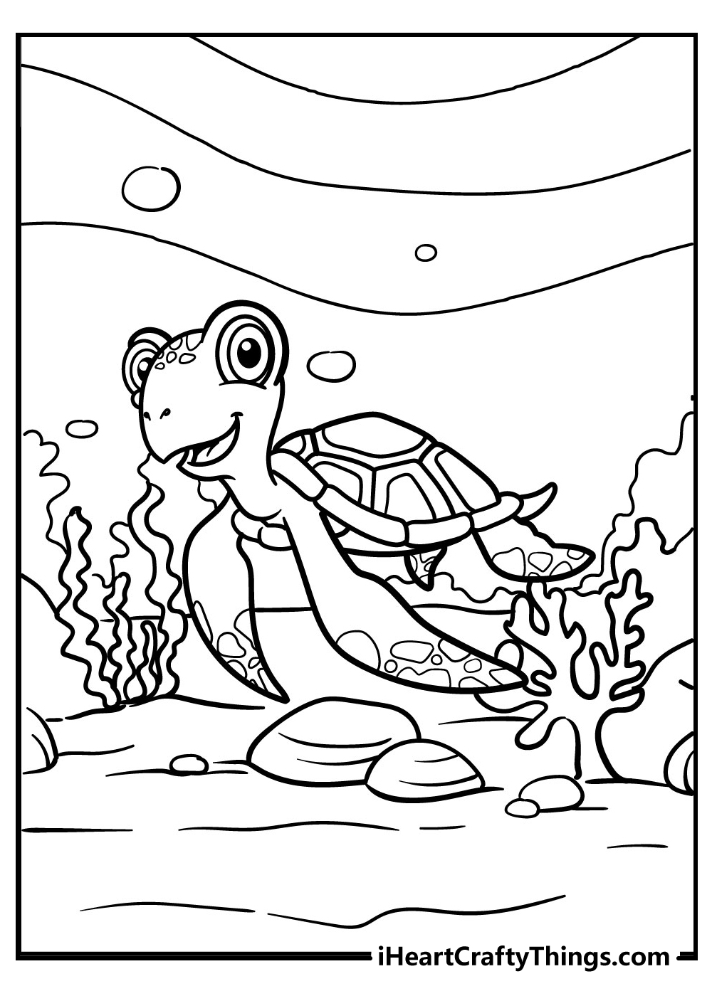 Cute Turtle Coloring Pages for Kids Printable 12