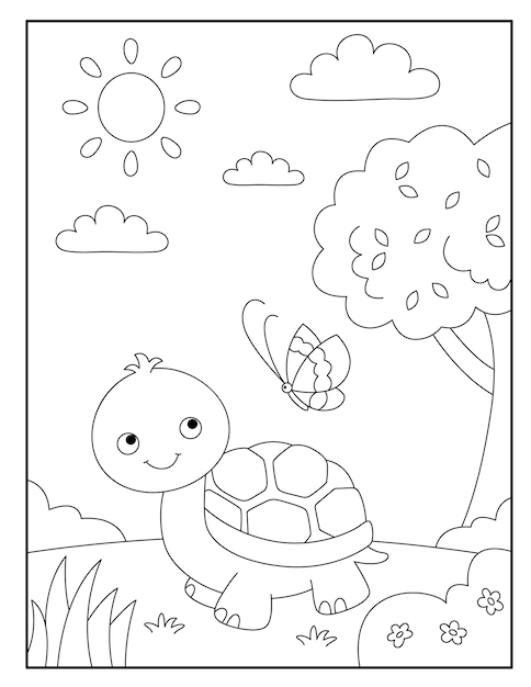 Cute Turtle Coloring Pages for Kids Printable 139