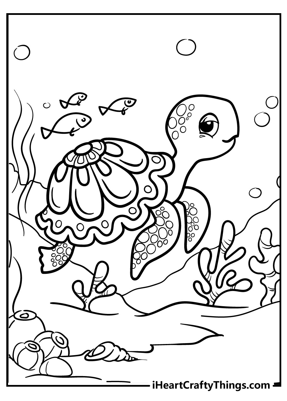 Cute Turtle Coloring Pages for Kids Printable 150