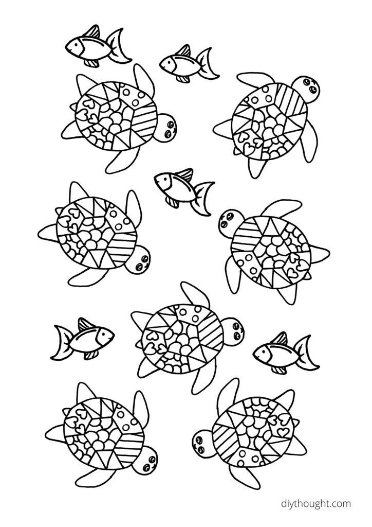 Cute Turtle Coloring Pages for Kids Printable 159