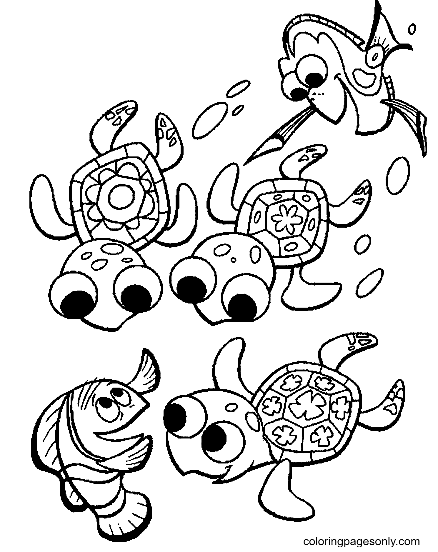 Cute Turtle Coloring Pages for Kids Printable 21