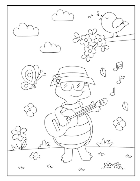 Cute Turtle Coloring Pages for Kids Printable 28