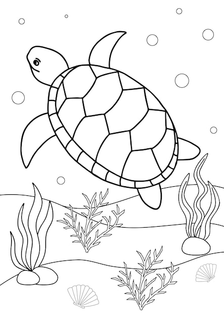 Cute Turtle Coloring Pages for Kids Printable 37