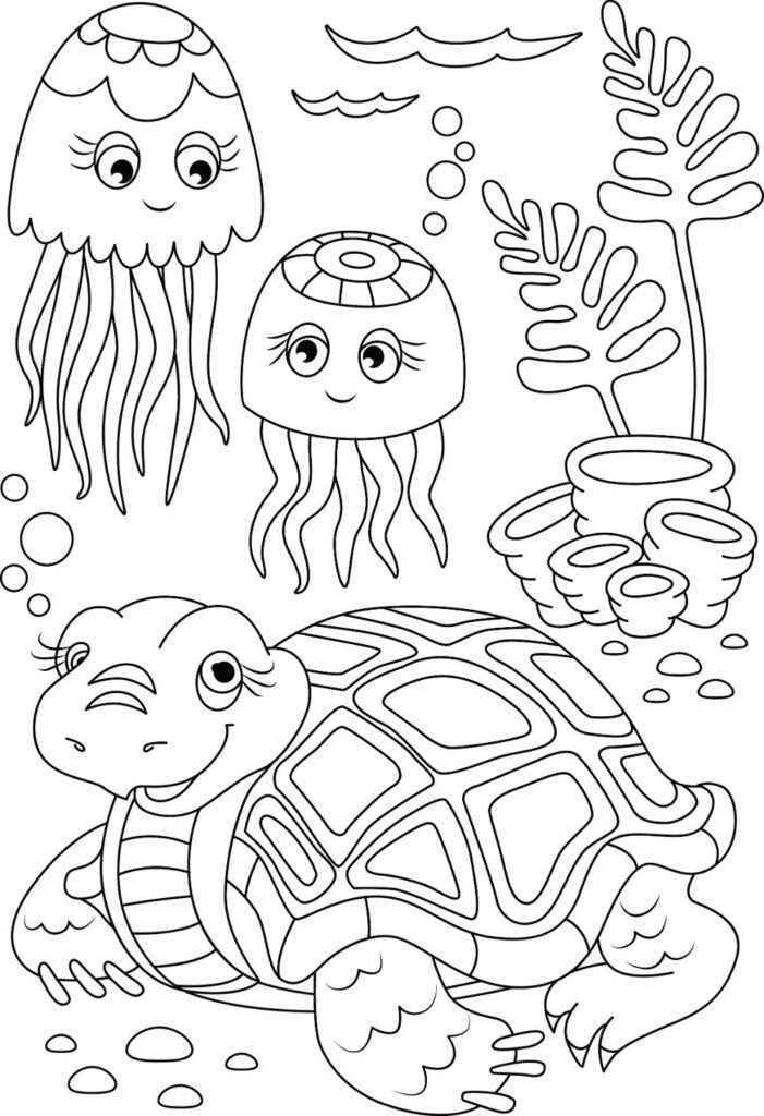 Cute Turtle Coloring Pages for Kids Printable 38