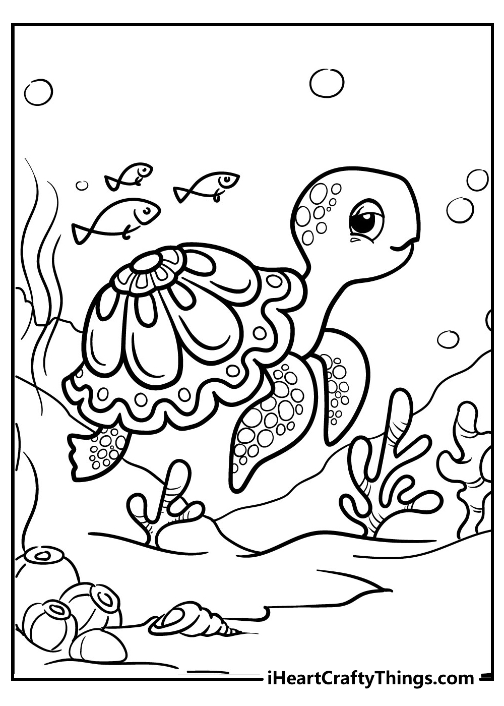 Cute Turtle Coloring Pages for Kids Printable 39