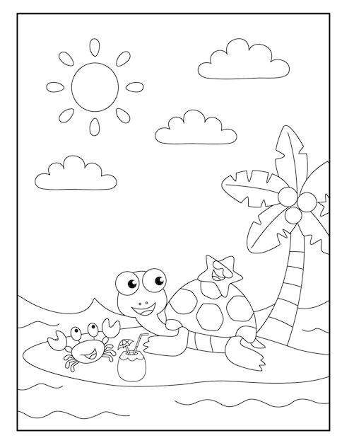 Cute Turtle Coloring Pages for Kids Printable 48