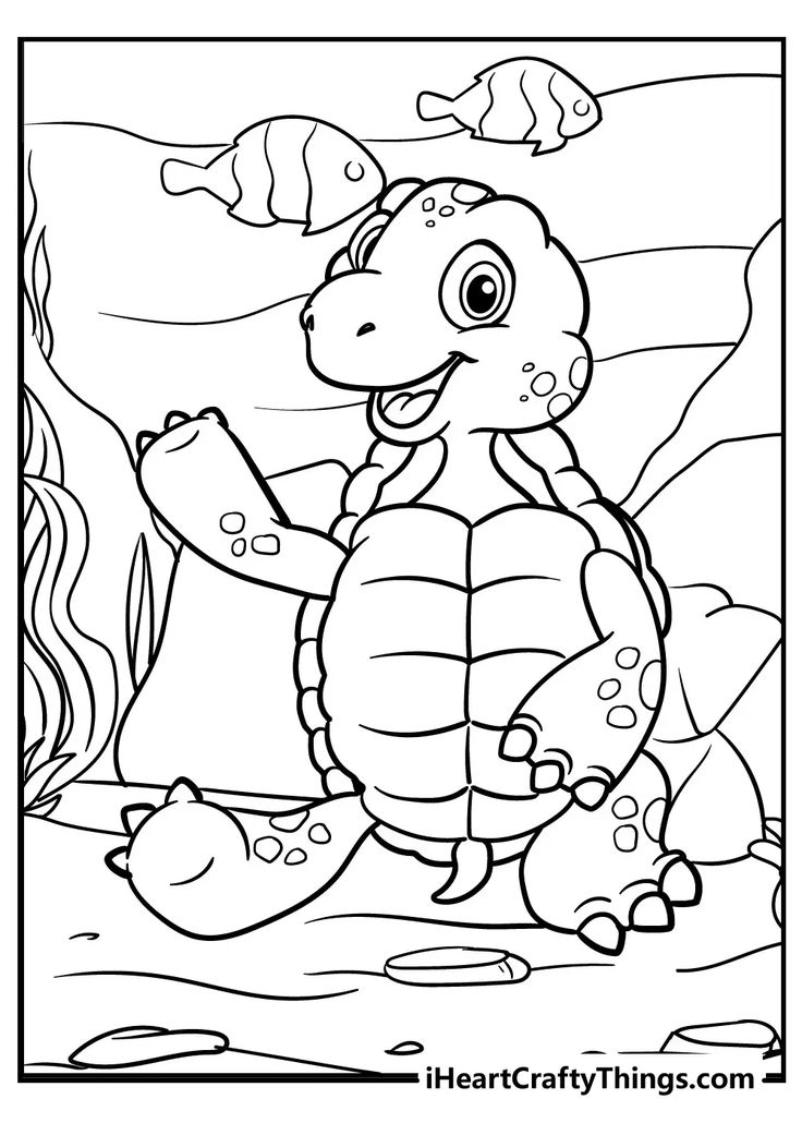 Cute Turtle Coloring Pages for Kids Printable 53