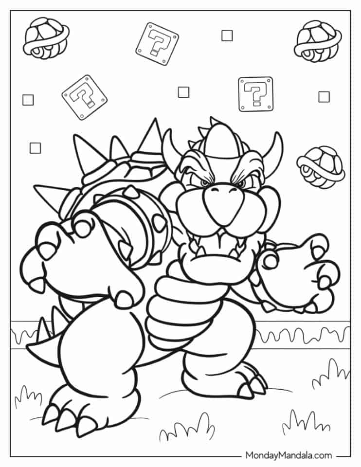 Mario Bowser Coloring Pages Printables 132