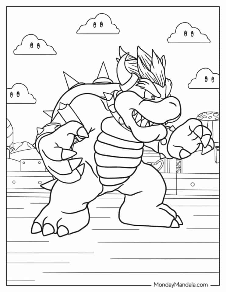 Mario Bowser Coloring Pages Printables 25