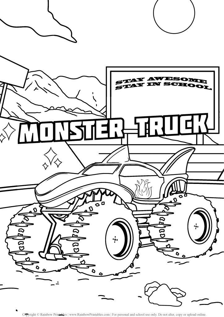 Monster Truck Coloring Pages Free Printable 113