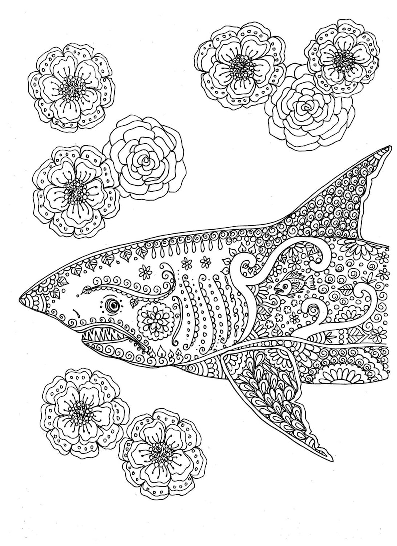 Shark Coloring Pages for Adults Printables 87