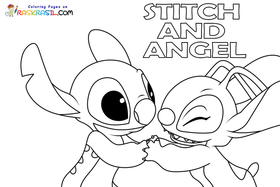 Stitch And Angel Coloring Pages FREE Printable 1