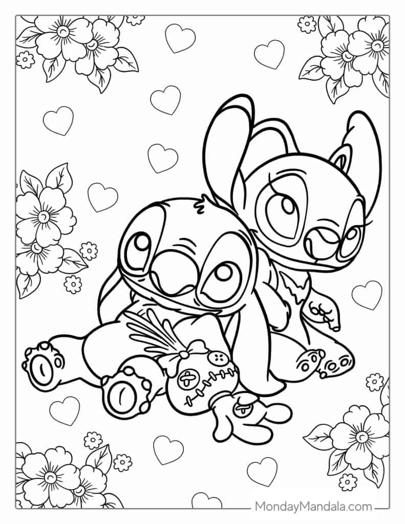 Stitch And Angel Coloring Pages FREE Printable 104