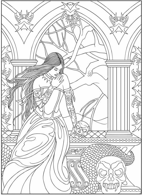 150+ Creepy Gothic Coloring Pages 107