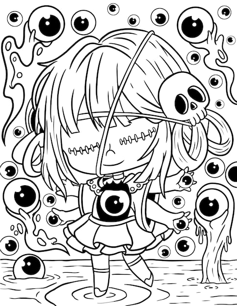 150+ Creepy Gothic Coloring Pages 113