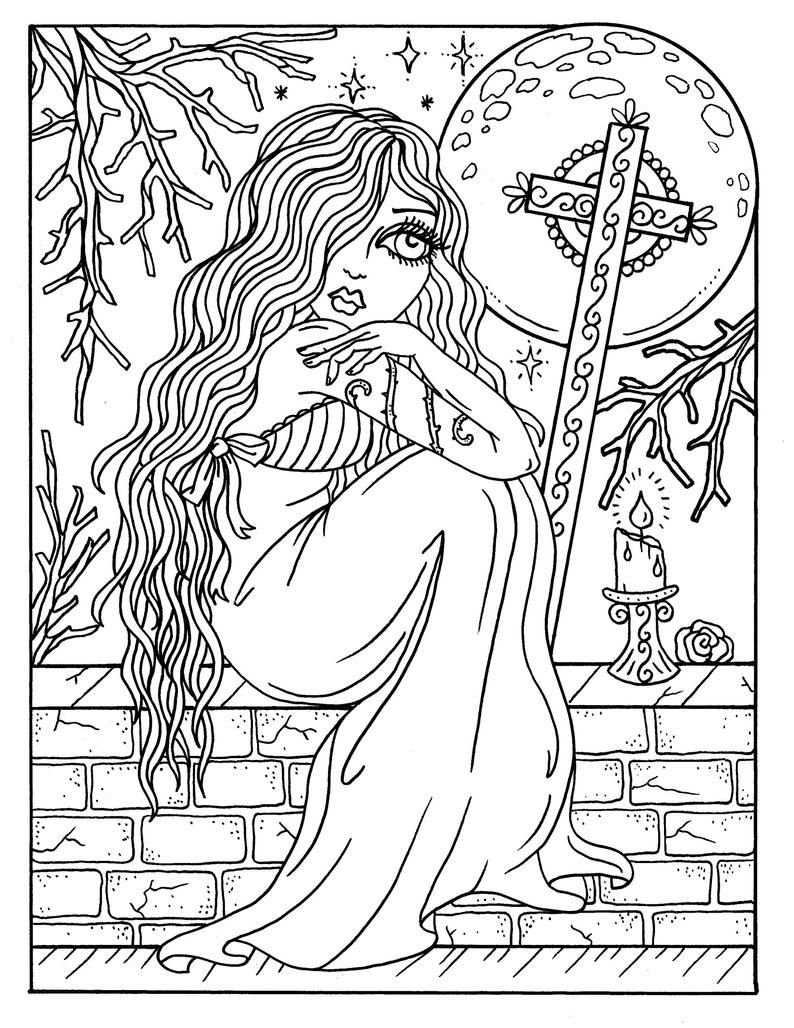 150+ Creepy Gothic Coloring Pages 19