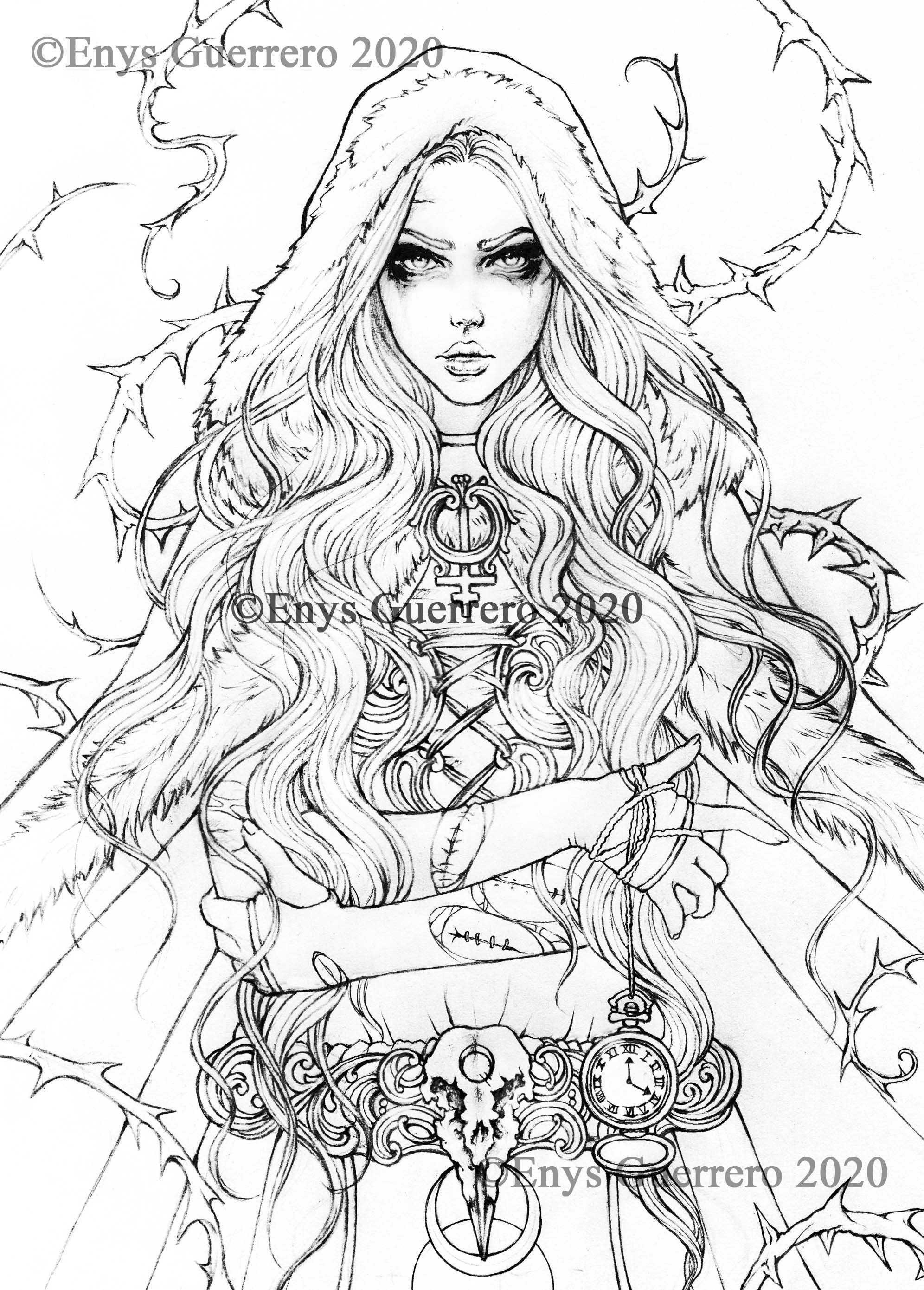 150+ Creepy Gothic Coloring Pages 74