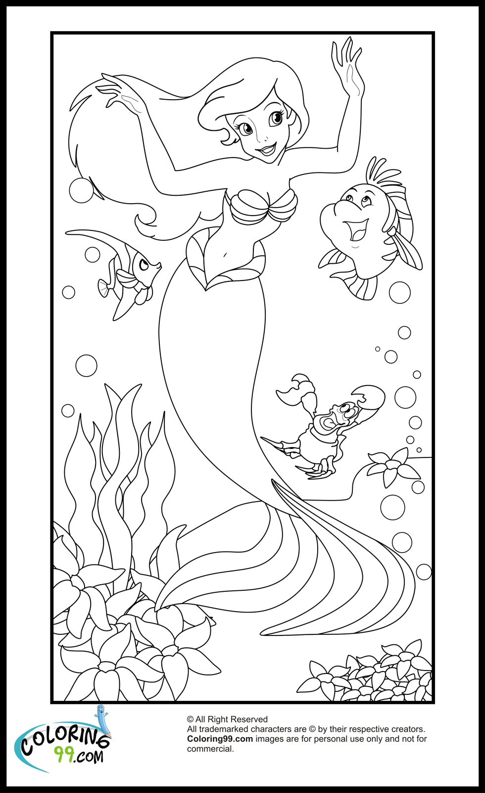 Ariel Coloring Pages Free Printable 4