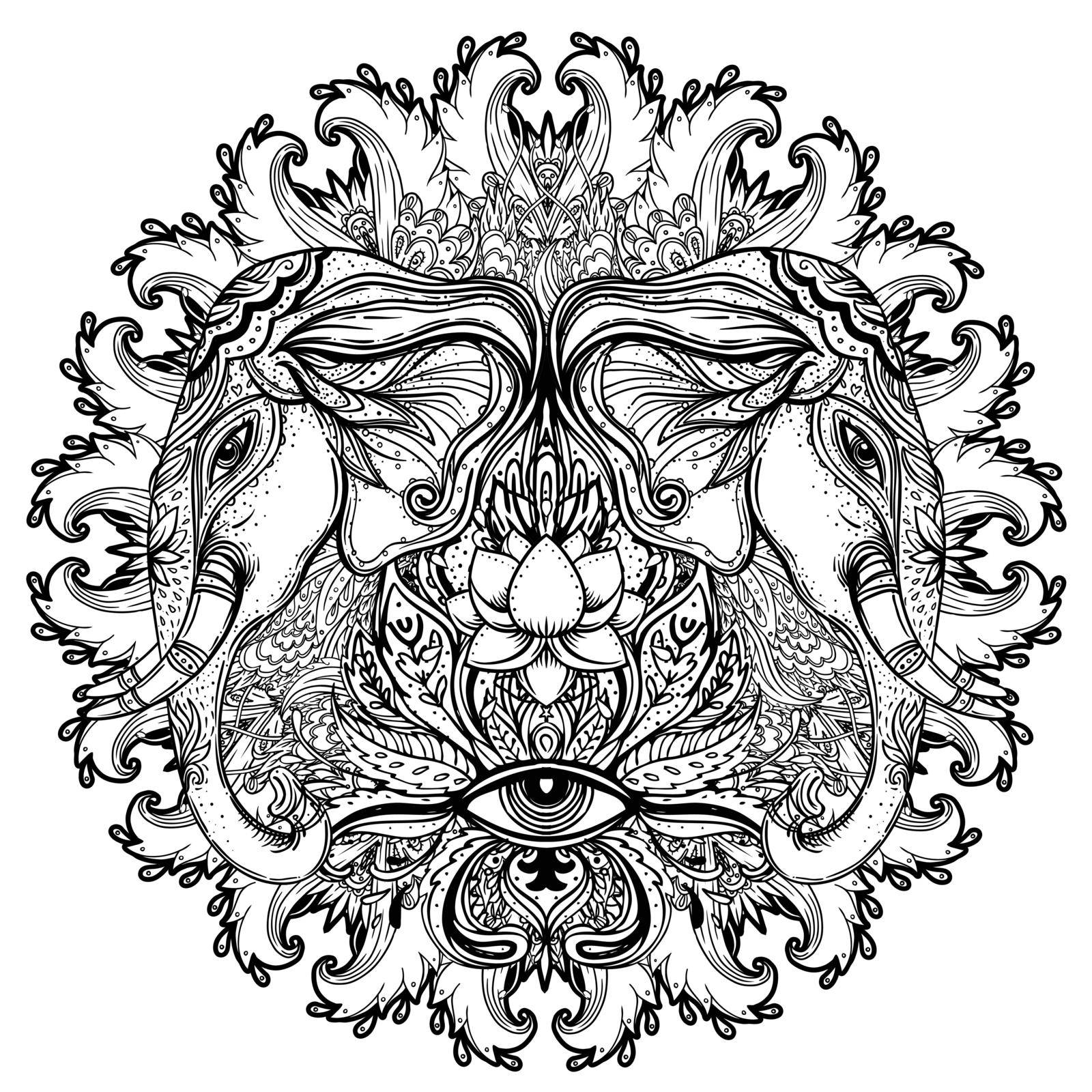 Elephant Mandala Coloring Pages for Adult Unique 168