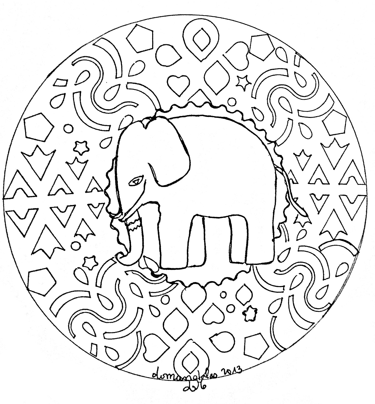 Elephant Mandala Coloring Pages for Adult Unique 36