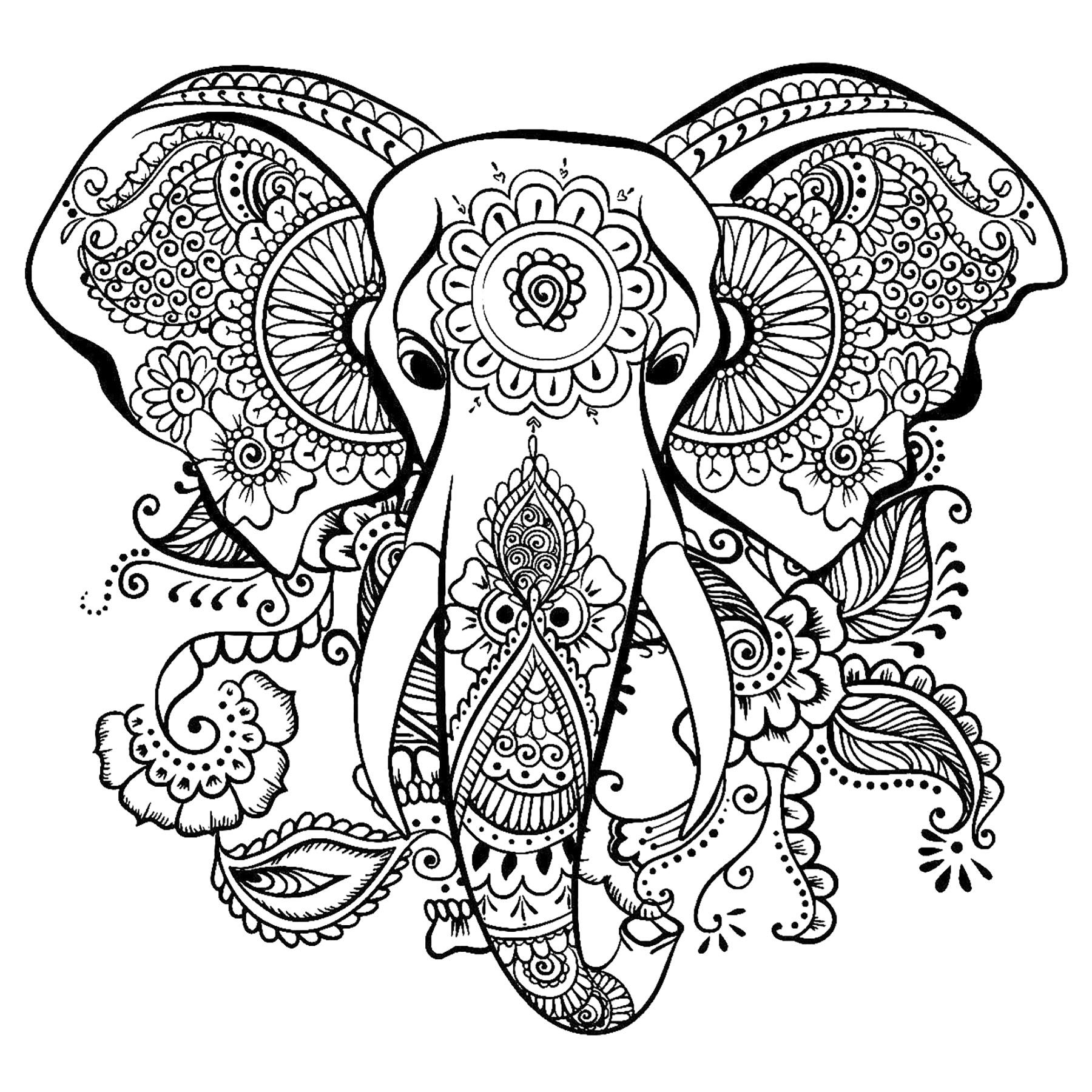 Elephant Mandala Coloring Pages for Adult Unique 4