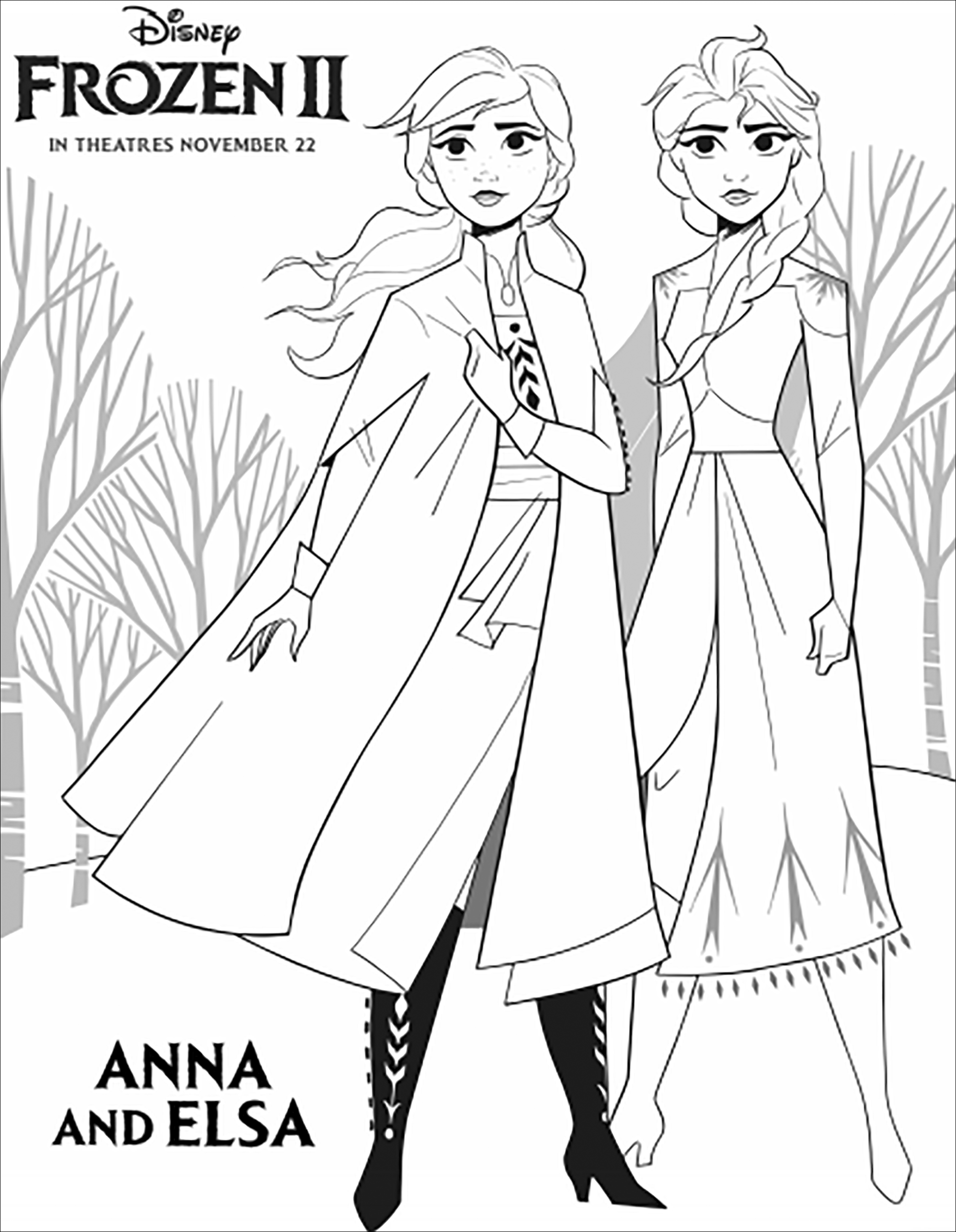 Frozen 2 Elsa and Anna Coloring Pages 14